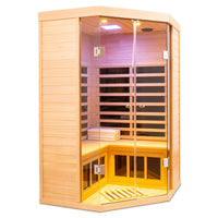 2-Person Corner Far Infrared Sauna Room - Hemlock Wood, Deluxe Transparent Glass Front, Large Capacity Home Sauna — product view 7