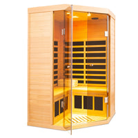 2-Person Corner Far Infrared Sauna Room - Hemlock Wood, Deluxe Transparent Glass Front, Large Capacity Home Sauna — product view 8