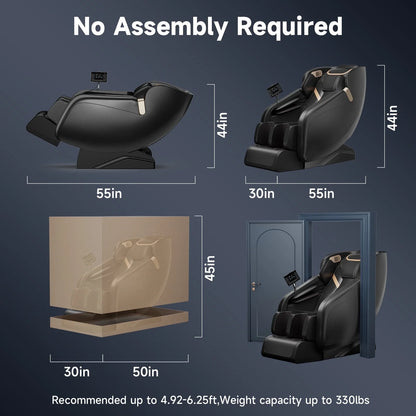 4D Massage Chair Full Body, Zero Gravity Massage Chair with Heat and Foot Massage with Airbags, Kneading, Bluetooth, LCD Touch Control - Black — product view 3