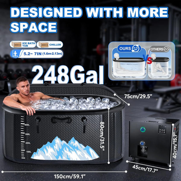 248-Gallon Inflatable Cold Plunge Tub with Hot & Cold Chiller