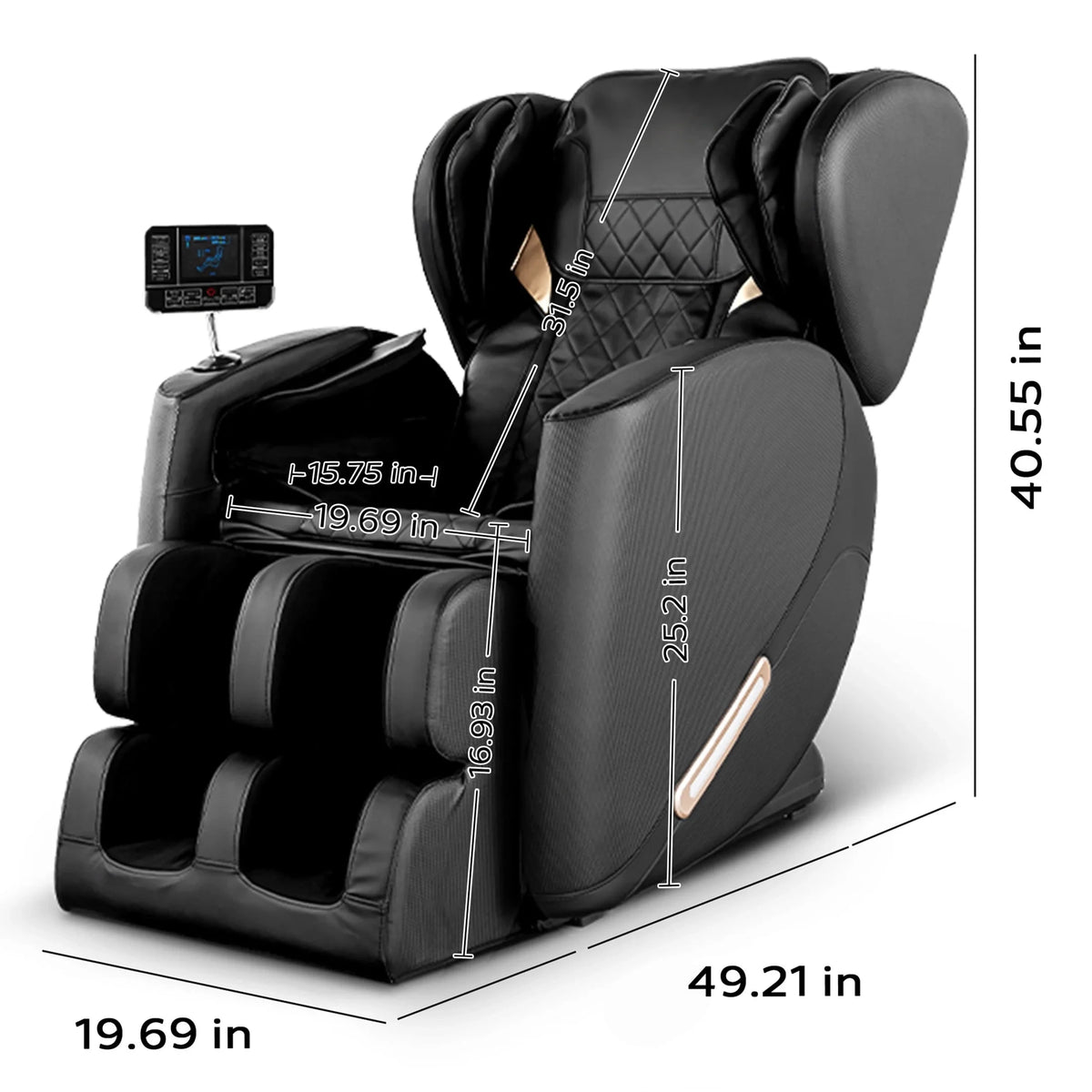 Massage Chair, Full Body Zero Gravity Massage Chair Electric Recliner Chair with Airbag Massage, Heat, Retractable Footstool, Bluetooth Audio Connection and Portable Stand, Black — product view 9