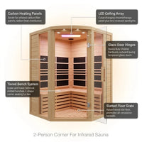 2-Person Corner Far Infrared Sauna Room - Hemlock Wood, Deluxe Transparent Glass Front, Large Capacity Home Sauna — How It Works