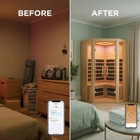 2-Person Corner Far Infrared Sauna Room - Hemlock Wood, Deluxe Transparent Glass Front, Large Capacity Home Sauna — Before & After